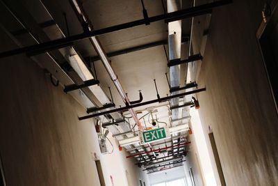 Low angle view of buildings hanging from ceiling in building