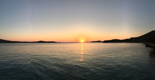 Scenic view of sea at sunset