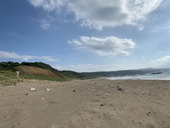 Scenic view of beach against sky