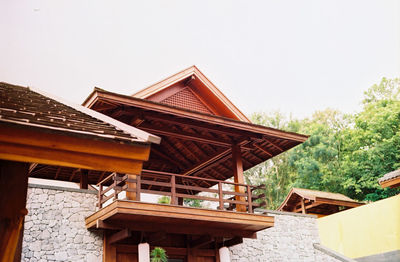 Low angle view of traditional building against clear sky