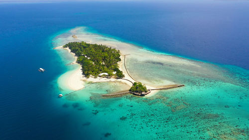 High angle view of island amidst sea