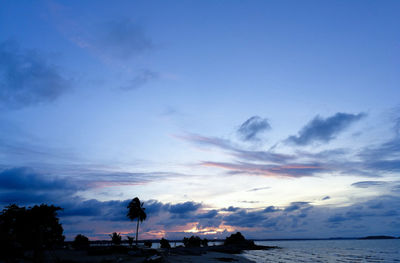 Scenic view of sea against cloudy sky