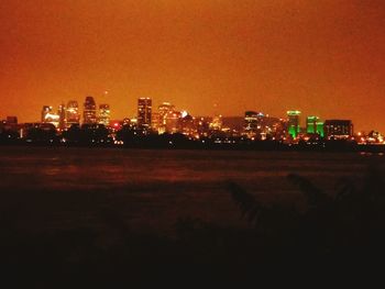 City lit up at night