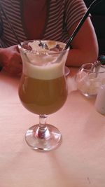 Close-up of wine glass on table