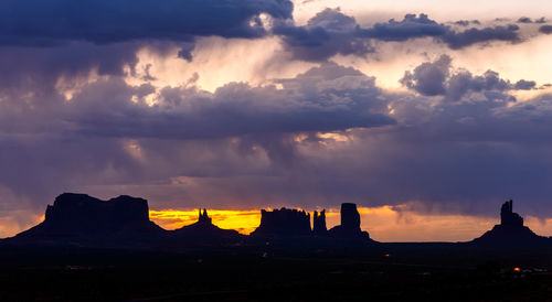 Scenic view of silhouette landscape against sky during sunset