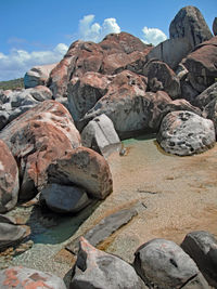 Rocks on land against sky