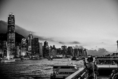 City skyline with river in background