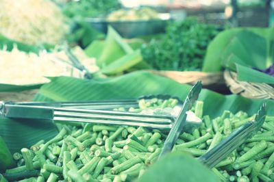 Close-up of chopped vegetables for sale in market