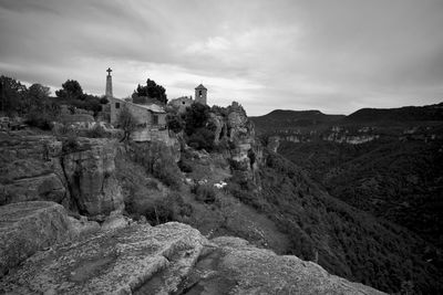 Scenic view of rock formations against sky