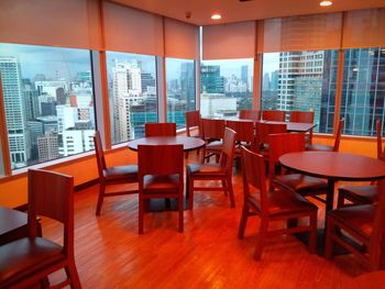 Empty chairs in restaurant