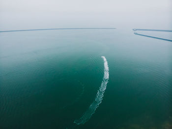 High angle view of sea against sky