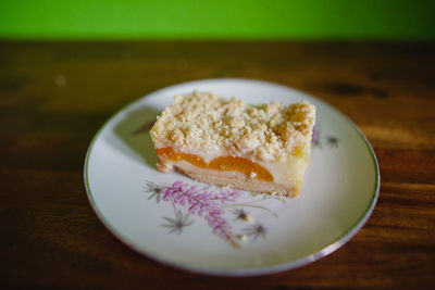 Close-up of dessert in plate on table