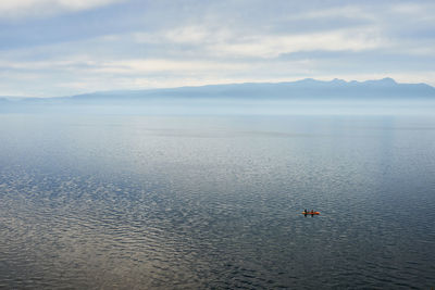 High angle view of sea against sky