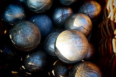 Close-up of petanque balls outdoors