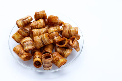 High angle view of bread in plate