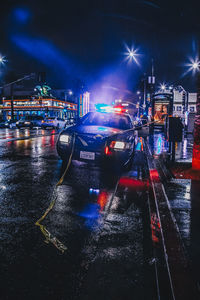 Cars on road at night