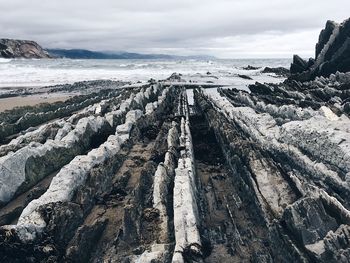 Panoramic view of sea against sky during winter