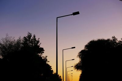 Low angle view of silhouette trees against clear sky