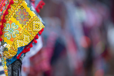 Close-up of multi colored lanterns