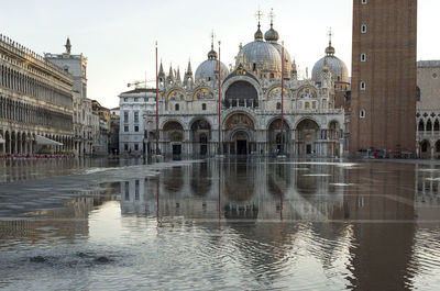 Reflection of buildings in water