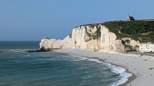 Scenic view of sea against clear sky