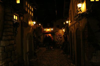 View of illuminated street lights at night