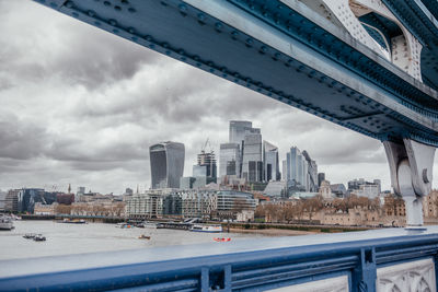 Modern london skyline from tower bridge