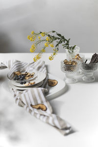 High angle view of food on table