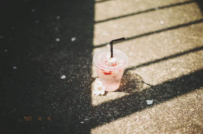 High angle view of drink on glass