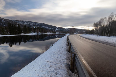 Beautiful landscape , with reflection of the forest in the river at kongsberg, norway