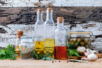 Close-up of various ingredients on table