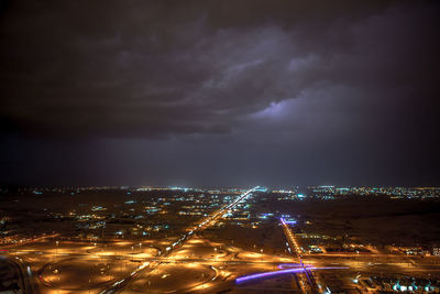 Illuminated cityscape at night