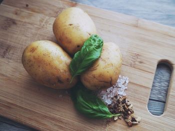 High angle view of vegetables on table