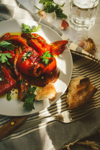 Close-up of food in plate on table