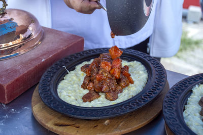 Close-up of food in plate on table