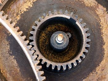 High angle view of machine gear