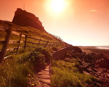 Scenic view of sea at sunset