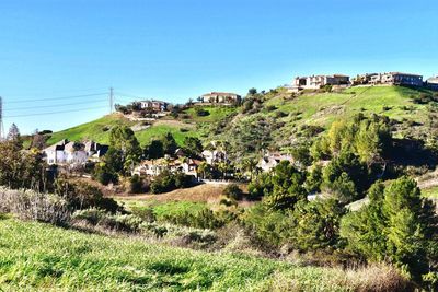 Scenic view of landscape against clear blue sky