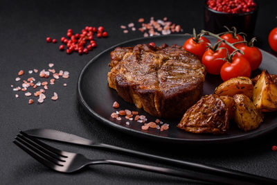 Close-up of food in plate on table