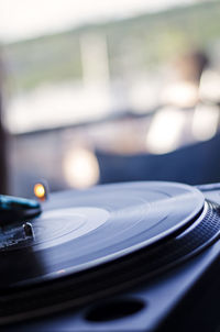 Close-up of turntable