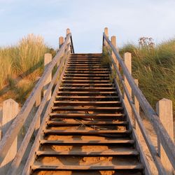 Low angle view of staircase against sky