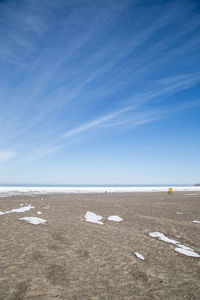 Scenic view of sea against blue sky