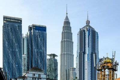 City skyline view against blue sky