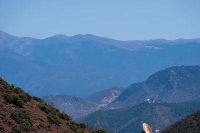 Scenic view of mountains against clear sky