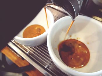 Close-up of coffee served on table