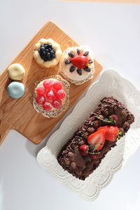 High angle view of cake on table