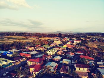 High angle view of townscape against sky