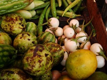 Vegetables for sale at market stall