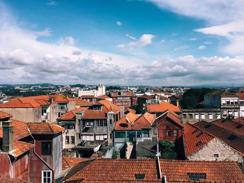 High angle view of townscape against sky