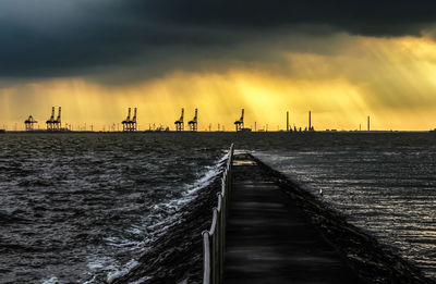 Panoramic view of sea against sky during sunset